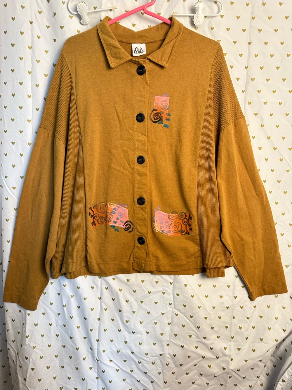 Vintage Anthropologie Odille Mustard Knit Art To Wear Cardigan Jacket Shirt